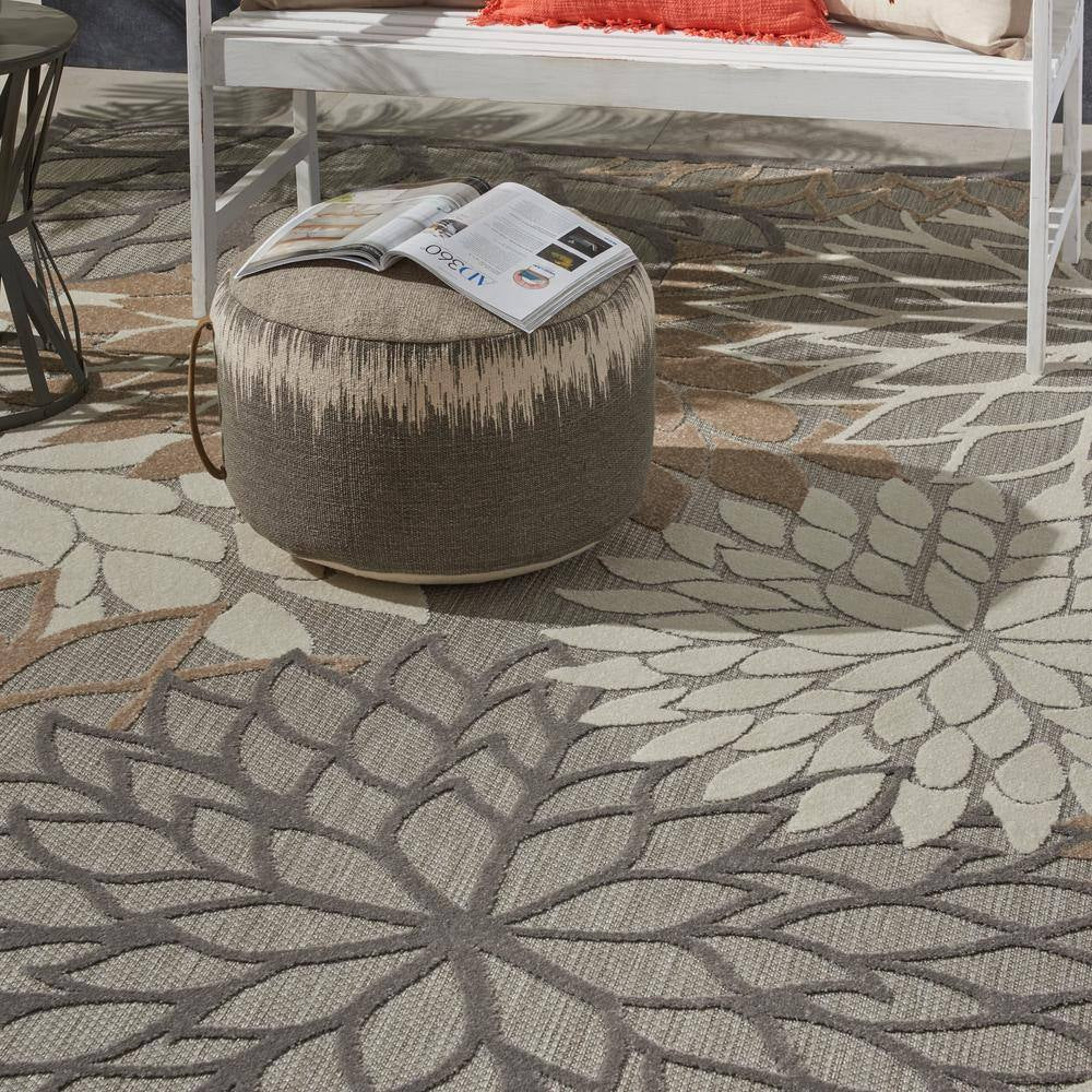 Aloha Natural 10 Ft. X 13 Ft. Floral Modern Indoor/Outdoor Patio Area Rug