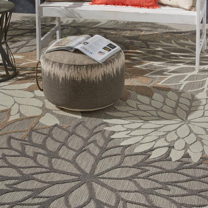 Aloha Natural 10 Ft. X 13 Ft. Floral Modern Indoor/Outdoor Patio Area Rug