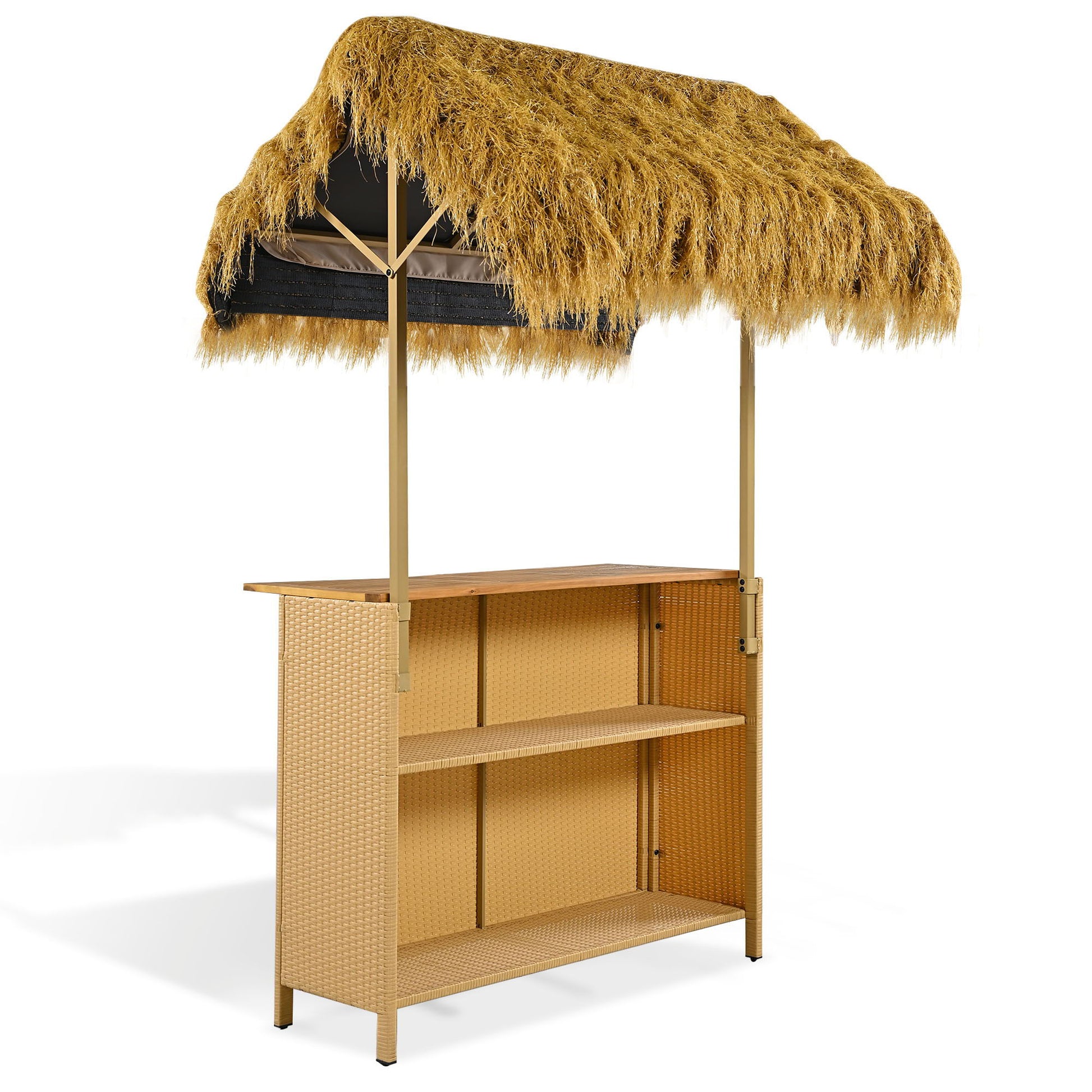 Wicker bar with thatched roof on a white background