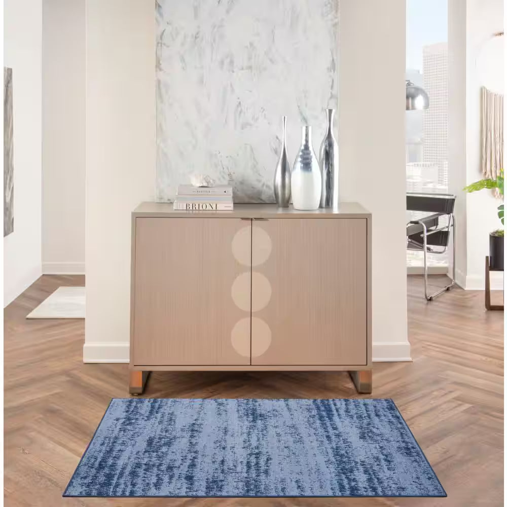 Essentials Denim 2 Ft. X 4 Ft. Abstract Contemporary Area Rug