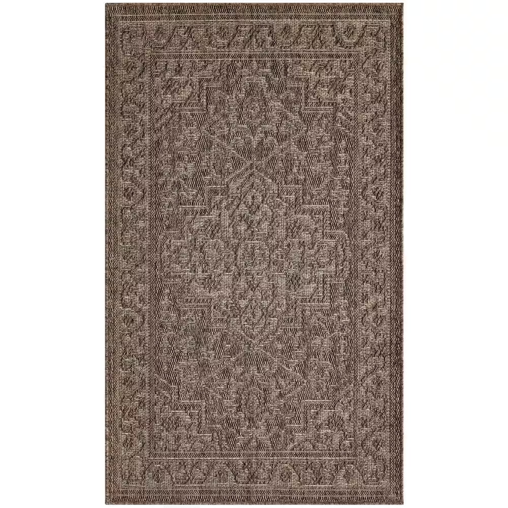 Tulum Brown 3 Ft. X 5 Ft. Center Medallion Contemporary Area Rug