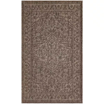 Tulum Brown 3 Ft. X 5 Ft. Center Medallion Contemporary Area Rug