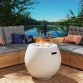 21.25" Round Terrazzo Concrete Propane Fire Pit Table – 40,000 BTU with Lid
