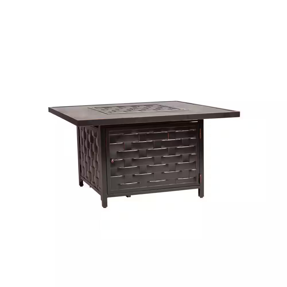 Armstrong 42 In. X 24 In. Square Cast Aluminum LPG Fire Pit Table in Antique Bronze