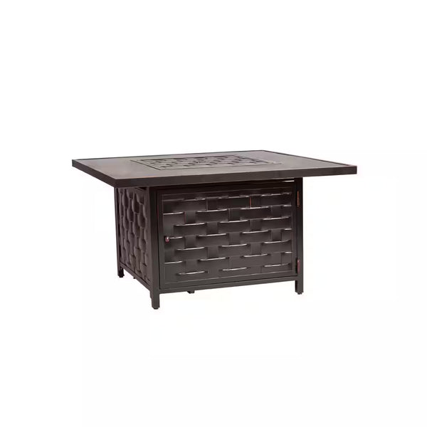 Armstrong 42" x 24" Square Cast Aluminum LPG Fire Pit Table – Antique Bronze