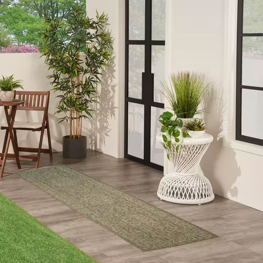 Tulum Olive 2 Ft. X 6 Ft. Center Medallion Contemporary Runner Area Rug