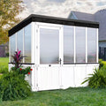 Backyard Discovery Willow All-Cedar Modern Greenhouse with PowerPort — 6' x 9' | White