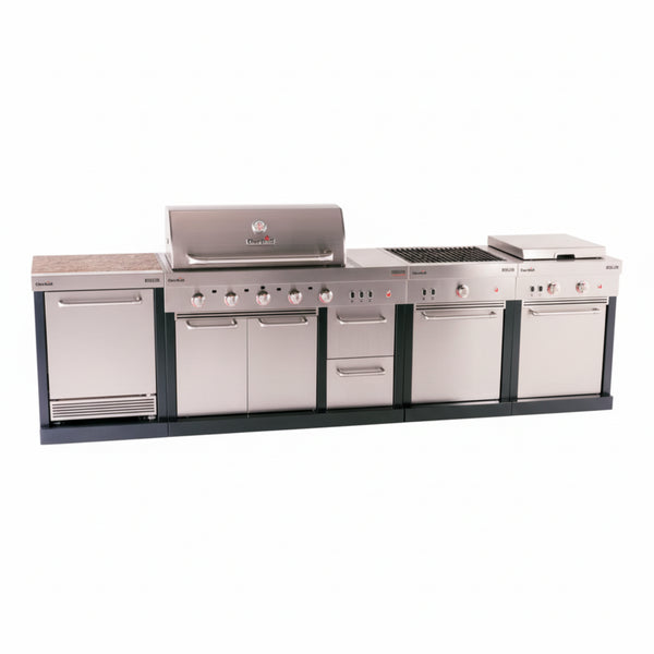 Char-Broil Medallion 4-Piece Modular Outdoor Kitchen | 5-Burner TRU-Infrared Grill, Griddle, Stovetop & Refrigerator