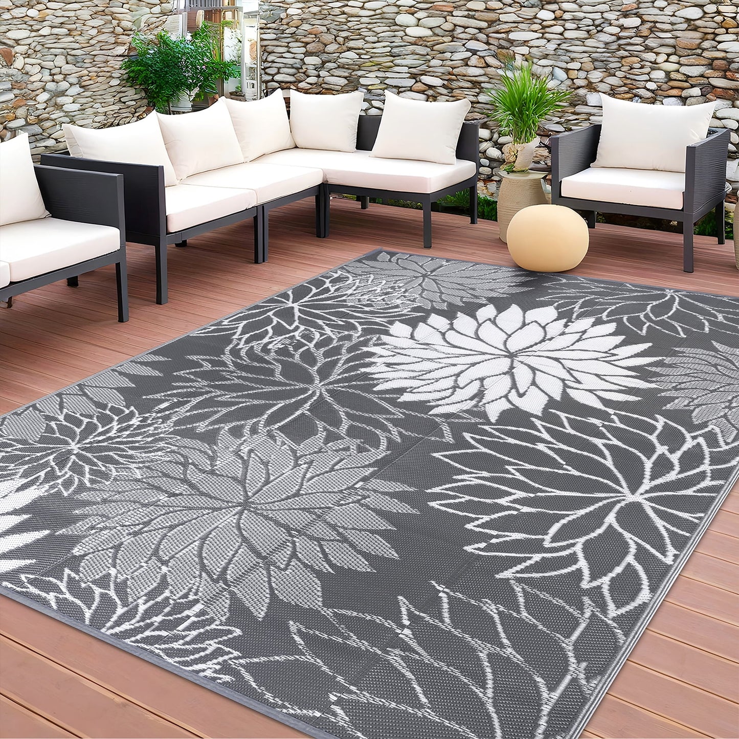 Outdoor Rugs for Patios Clearance 9'X12' Waterproof Patio Mat Plastic Straw Rug Reversible RV Camping Tent Rug outside Area Rug for RV, Patios,Deck, Beach,Balcony, Camping