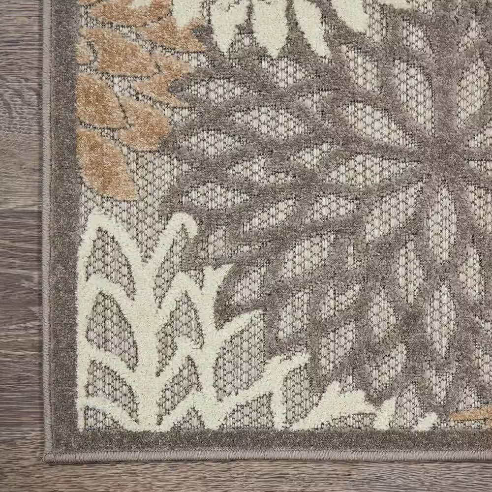 Aloha Natural 10 Ft. X 13 Ft. Floral Modern Indoor/Outdoor Patio Area Rug