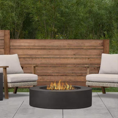 Brookhurst 43" Round GFRC Propane Fire Pit | Carbon Finish | 100,000 BTU | Lava Rocks Included