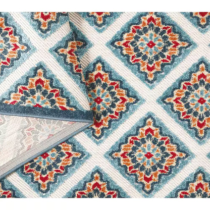 Brooks Retro Red/Multicolor 8 Ft. X 10 Ft. Geometric Indoor/Outdoor Patio Area Rug
