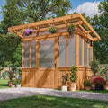 Backyard Discovery Poppy Cedar Wood & Polycarbonate Walk-In Greenhouse Kit with PowerPort — 9' x 6'