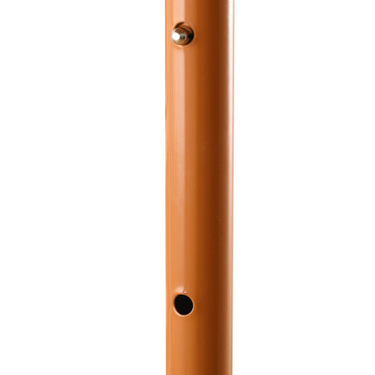 Orange metal pole with two holes on a white background