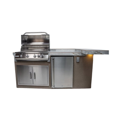 KoKoMo Grills St. John 7'6'' BBQ Island | 32'' Grill, Built-In Fridge, LED Lights | LP or NG