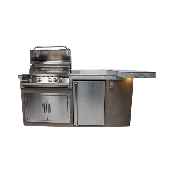 KoKoMo Grills St. John 7'6'' BBQ Island | 32'' Grill, Built-In Fridge, LED Lights | LP or NG