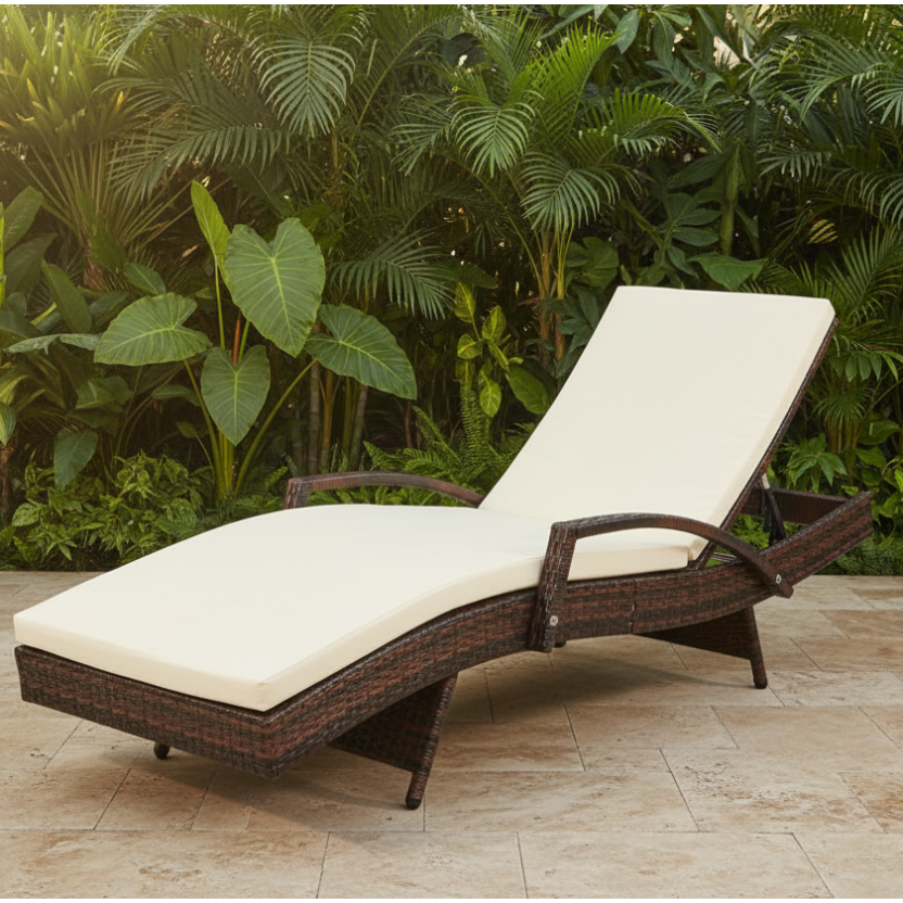 PE Wicker Sun Lounger Lifestyle