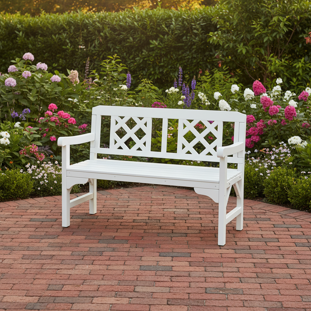 White Garden Bench Lifestyle 2