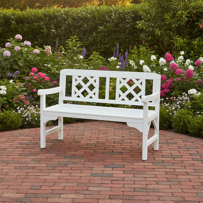 White Garden Bench Lifestyle 2
